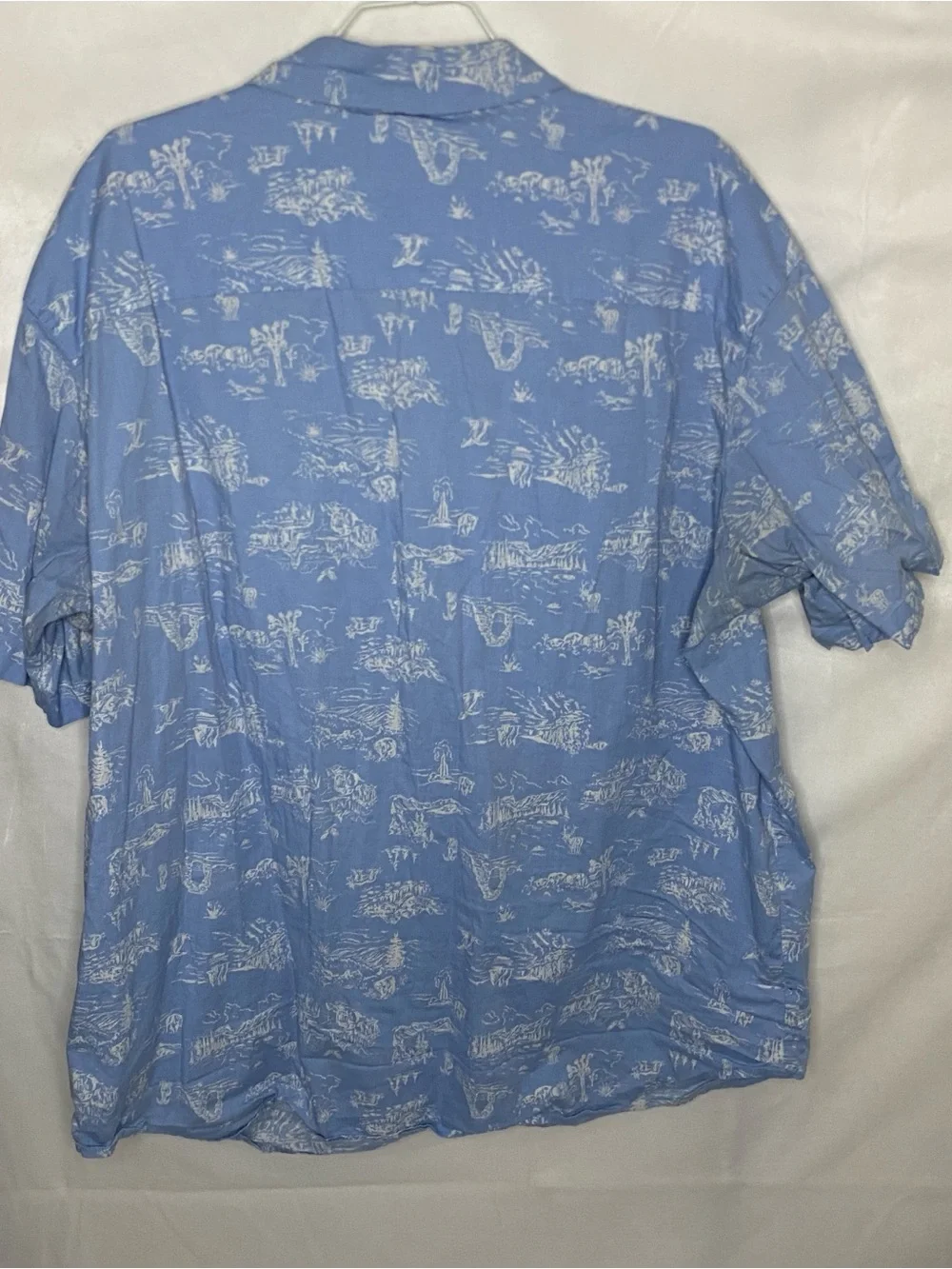 Columbia Sportswear Mens 2XL Blue Camping Cabin Scene Hiking Fishing Shirt